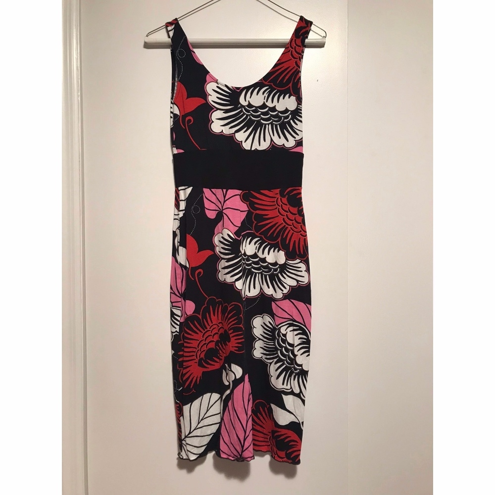 Japanese Magnolia Print Sleeveless Dress